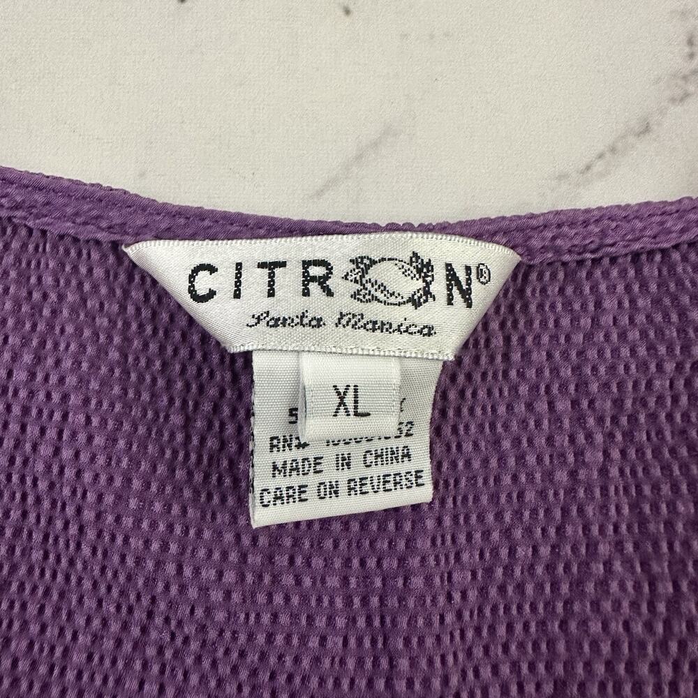 Citron Womens Shell Tank Top Size XL Purple Silk Blend Pebble Texture Scoop Neck - Picture 5 of 10